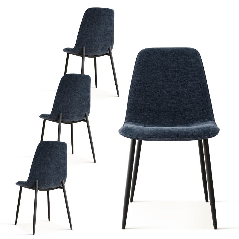 Oslo Chenille Dining Room Chairs Set Of 4,Upholstered Dining Chairs With Black Legs,Armless Dining Chair-Maison Boucle, 3 of 11