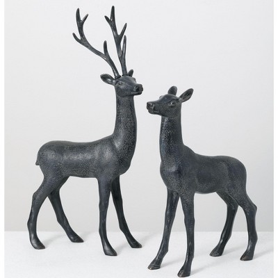 Sullivans Set of 2 Deer Figurines 19"H & 14"H Black