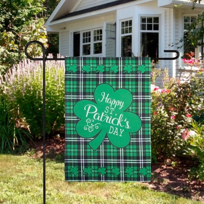 Green Plaid St. Patrick's Day Outdoor Garden Flag 12.5" x 18"