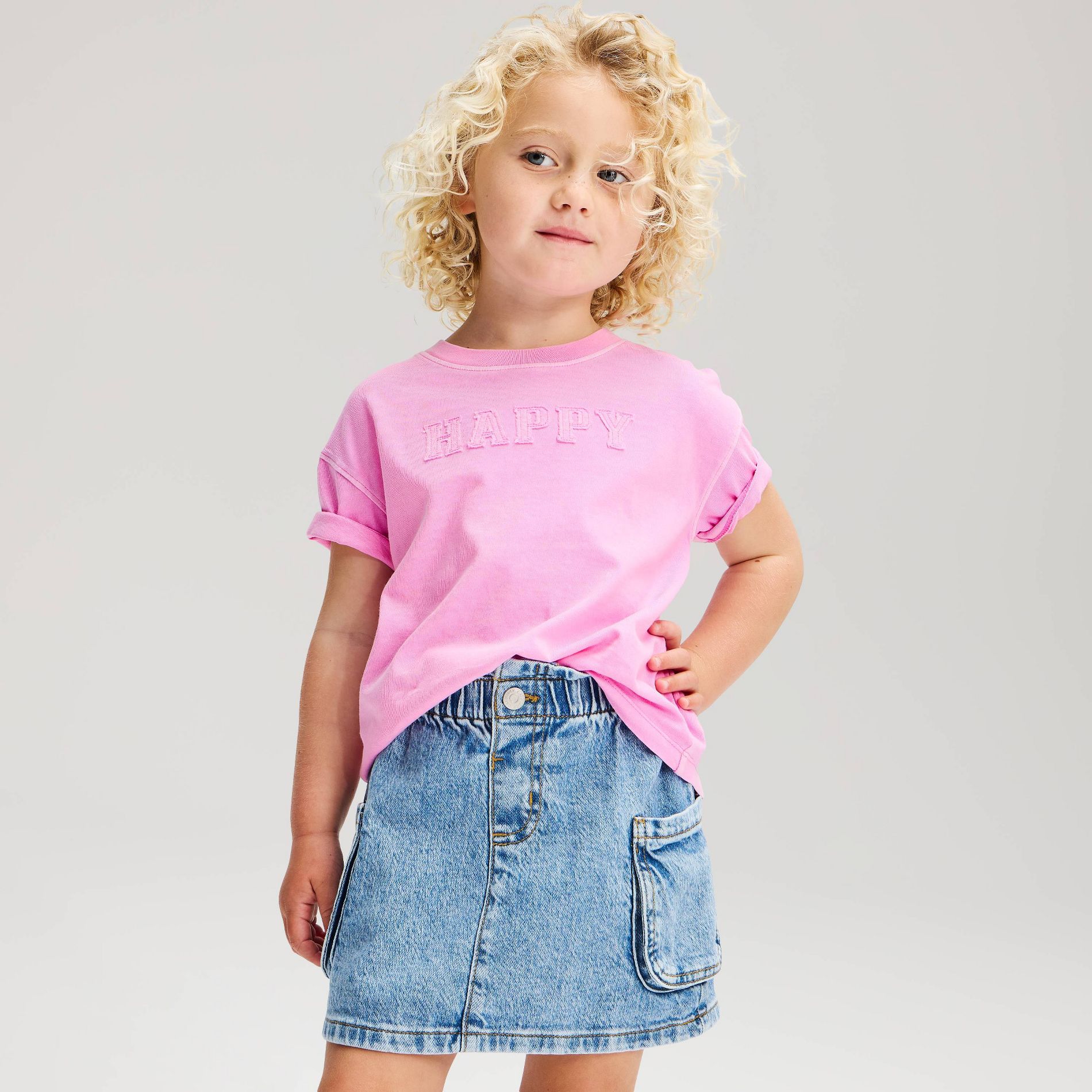Toddler Girls' Happy Oversized Short Sleeve T-Shirt - Cat & Jack™ Purple 4T
