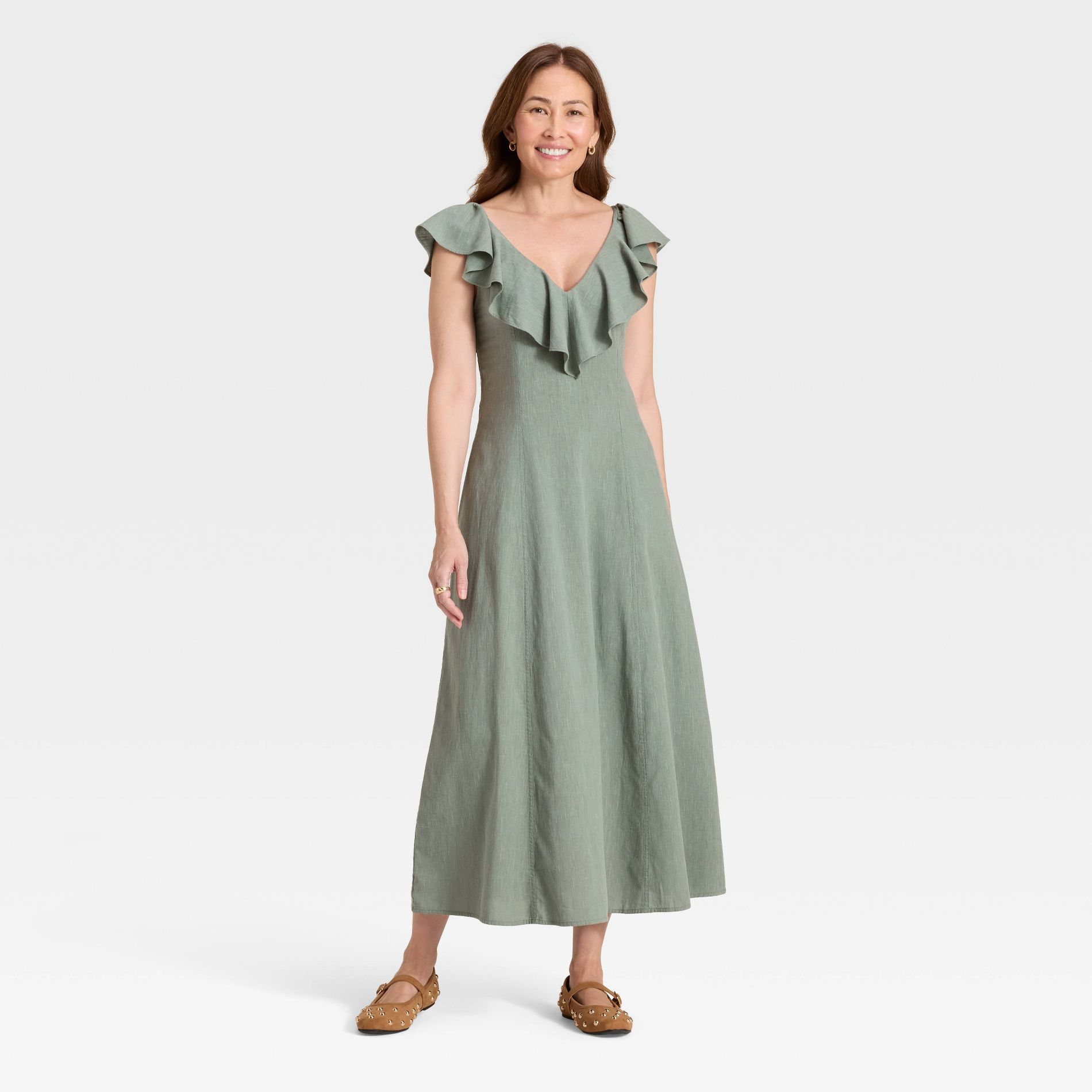 Women's Ruffle Sleeve Maxi A-Line Dress - Universal Thread™