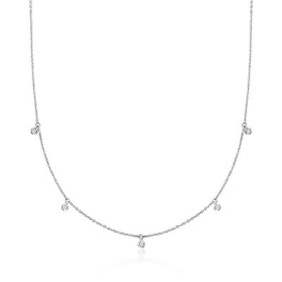 Pure Collection by Ross-Simons 0.10 ct. t.w. Diamond Drop Station Necklace in Sterling Silver
