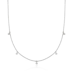 Pure Collection by Ross-Simons 0.10 ct. t.w. Diamond Drop Station Necklace in Sterling Silver - 1 of 4