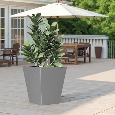 22 Inch Large Metal Taper Planters Outdoor Indoor,Tall Flower Pots with Drainage Holes Modern for Front Porch Patio Backyard Plants