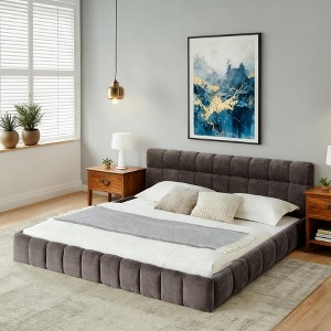 GDFStudio Olivia Chenille Upholstered Tufted Bed with Headboard - 1 of 4