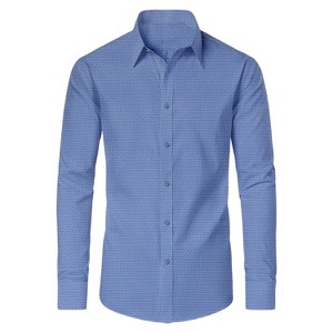 Galaxy By Harvic Men's Slim Fit  Long  Sleeve Stretch Printed Dress Shirts - 1 of 4