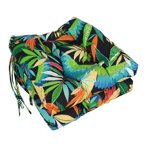 Blazing Needles, 16-inch Spun Polyester Patterned Outdoor Square Tufted Chair Cushions (Set of 2) - 1 of 2