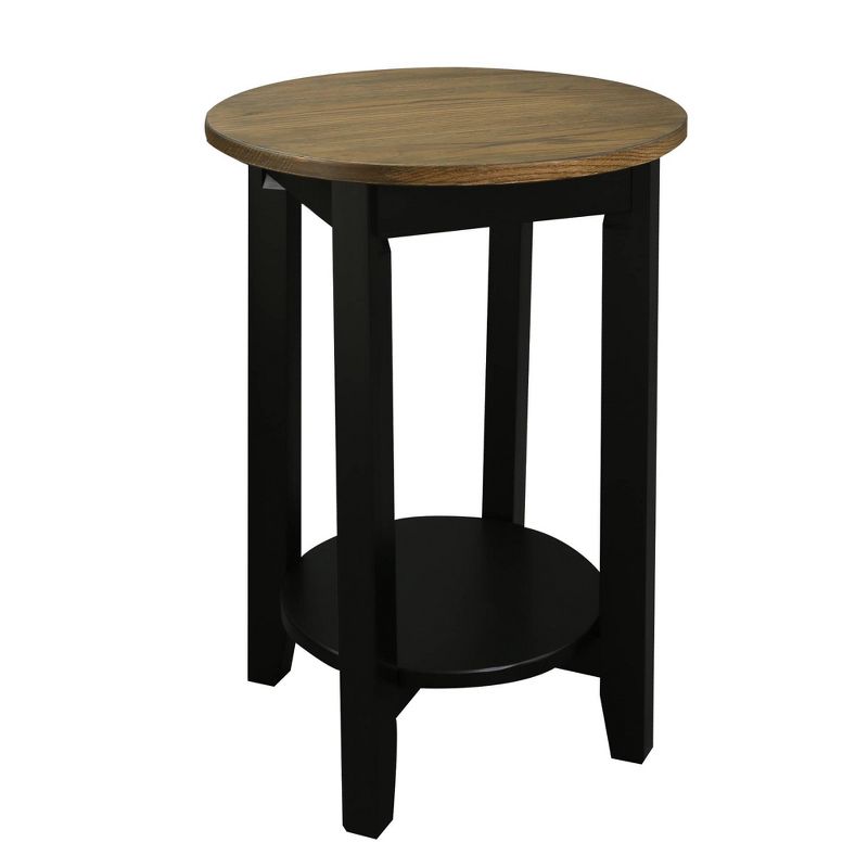 American Oak Top Round End Table Forest Gray/Black - Flora Home, 3 of 9