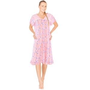 JEFFRICO Womens Nightgowns Short Sleeve Sleepwear Soft Pajama Dress Nightshirts - 1 of 4