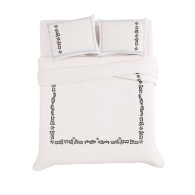 3pc King/california King Cordelia Embroidered Duvet Cover Set White Charisma Target