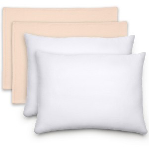 Toddler Pillow with Cotton Pillowcase, 13"x18", Kids Pillow for Sleeping by Comfy Cubs - 2 Pack - 1 of 4
