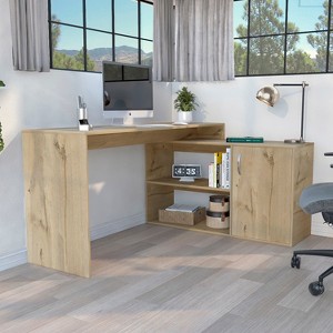 NicBex Home Office Desk L-Shape Morden Writing Desk with 2 Open Shelves, Storage Cabinet and Wooden Frame for Office, Study, Living Room - 1 of 4