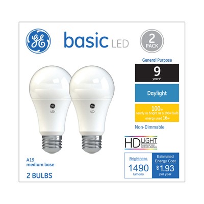 General Electric 2pk 100W Ca Basic LED Light Bulb Dl Non Dimming Reg Life