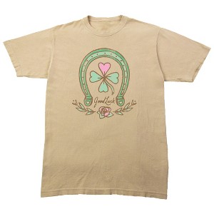 St. Patrick's Day Good Luck Heart Clover & Horseshoe Women's Tofu Crew Neck Short Sleeve T-shirt - 1 of 2
