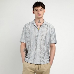 Campus Sutra Men Men's Ash Grey Oversized Mandala Shirt - 1 of 4