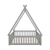 Okak Twin/Full Size Floor Bed Frame with Removable Tent-Shaped Roof &Safety Guardrails for Toddlers 2-6 Years, Easy Assembly Kids Bed, Kids Room - 4 of 4