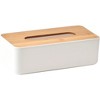 Evideco French Home Goods White Tissue Box Cover Padang with Bamboo Top - Elegant Design for Home and Office - Enhance Décor and Organization - 2 of 4