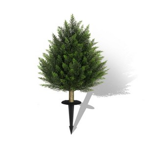 1-Pack 23.6" Artificial Cedar Trees with Ground Stake - Realistic Faux Bushes Plants for Outdoor Indoor Decor & Landscaping - 1 of 4