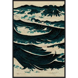 23" x 33" Wild Sea by Treechild Framed Canvas Wall Art Print - Amanti Art: Modern Style, Polystyrene Frame, Lithograph Medium - 1 of 4