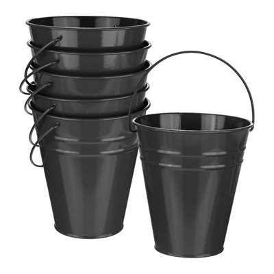 Unique Bargains Galvanized Black Decorative Rustic Metal Bucket 4.7 x 5.1 Inch 6 Pcs