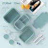 LunaLulinlk 72 oz Stackable Lunch Box, 3-Layer All-in-One Large Bento Box Leak-Proof Lunch Box with Utensils Sauce and Condiment Containers - 2 of 4