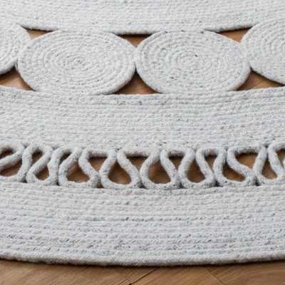 Ivory Hand-Knotted Round Synthetic Area Rug