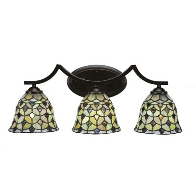 Toltec Lighting Zilo 3 - Light Vanity in  Dark Granite with 7" Crescent Art Glass Shade