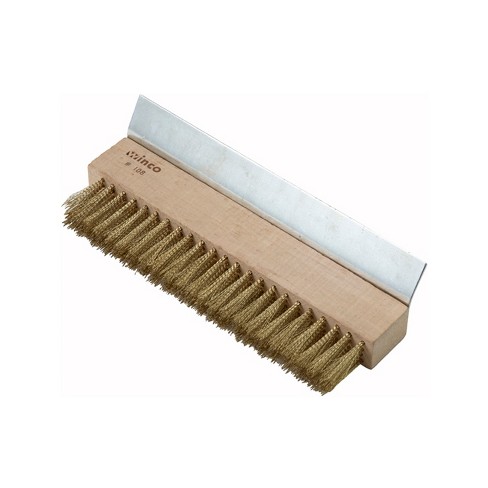 Winco Pizza Oven Wire Brush With Brass Bristles And Metal Scraper - Set Of  12, 10-1/4? : Target