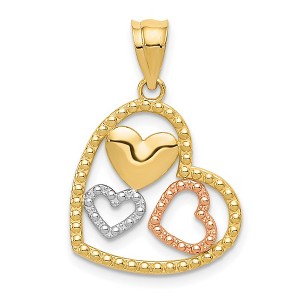 Black Bow Jewelry 14k Two Tone Gold and White Rhodium Triple Heart Pendant, 17mm - 1 of 4
