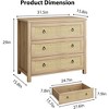 Rattan 3 Dresser for Bedroom, 29" Boho Tall Drawer Dresser with Storage, Wooden Closet Dressers Chest of Drawers Freestanding for Home, Natural - 4 of 4