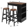 Costway 3 Pieces Bar Table Set Industrial Counter Height Dining Table Set with Storage - 2 of 4
