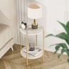 Artloge 2-Tier Round Coffee End Side Table with Storage Shelf - 2 of 4