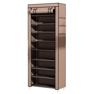 SUGIFT 10 Tier Shoe Rack Shoe Storage Cabinet with Dustproof Cover