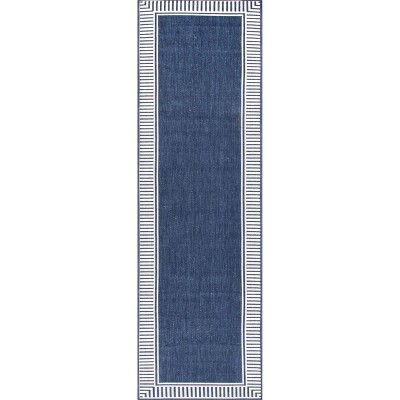 nuLOOM Asha Striped Border Stain Resistant High Traffic Outdoor Area Rug