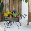 NAYSAYE Planter Rustic Black Trolley Cart Plant Stand for Indoor Outdoor Garden, Brown and Black, 24.4"*12.6"*15.4" - 4 of 4