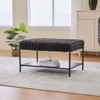 FONTOI 30.7" Upholstered Ottoman, Coffee Table Foot Rest with Wooden Open Storage Shelf for Living Room Entryway Hotel, Charcoal, 20.5"*17.7"*30.7" - 4 of 4