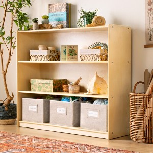 Guidecraft EdQ 3-Shelf Open Storage 36": Children's Wooden Bookshelf, Classroom Furniture with Bins for Kid's Books and Toys - 1 of 4
