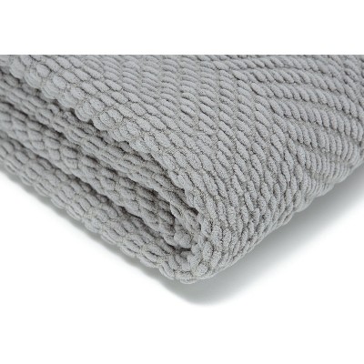 Silver Knitted Throw Blanket with Tassels, 50" x 65"