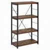 Industrial Style 1pc Bookshelf Black Metal Frame Wooden Weathered Oak Finish Home Office Furniture - 2 of 4
