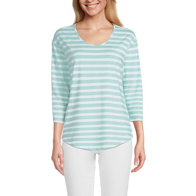 Lands' End Women's 3/4 Sleeve Lightweight Jersey U-Neck Tunic