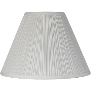 Springcrest 6 1/2" Top x 15" Bottom x 10 1/2" High x 11" Slant Lamp Shade Replacement Medium White Empire Traditional Linen Pleated Spider Harp Finial - 1 of 4