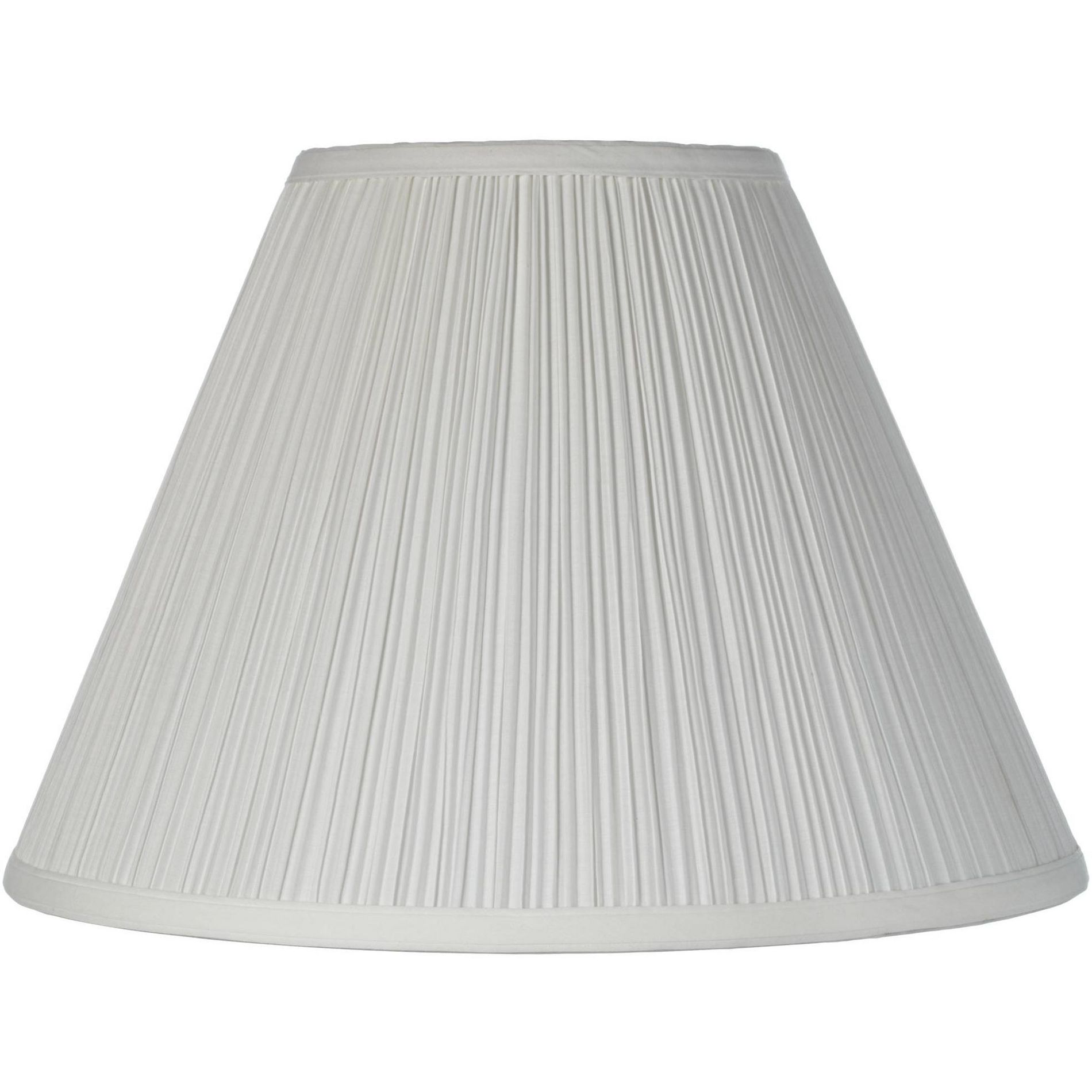 Springcrest 6 1/2" Top x 15" Bottom x 10 1/2" High x 11" Slant Lamp Shade Replacement Medium White Empire Traditional Linen Pleated Spider Harp Finial