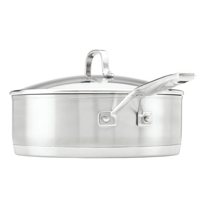 4.5-Quart Brushed Stainless Steel Induction Saute Pan with Lid