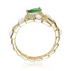 Guili 14K Gold Plated with White Mother Of Pearl, Emerald Green & Clear Cubic Zirconia Bypass Ring - 2 of 2