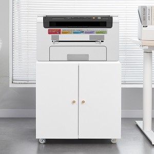Gulches Mobile Metal Printer Stand with Storage Cabinet - White, Adjustable Shelf, 4 Lockable 360¡ã Wheels, Heavy-Duty File Cabinet - 1 of 4