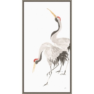 Amanti Art Scroll Crane IV by Chris Paschke Canvas Wall Art Print Framed 14 x 27-in.