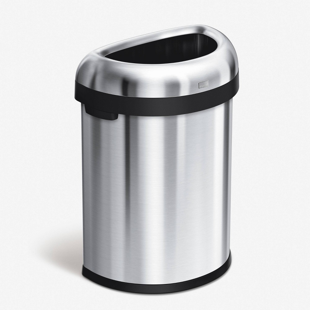 simplehuman 80L Semi-Round Open Top Commercial Trash Can Stainless Steel