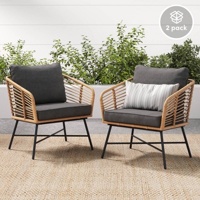 Merrick Lane Set Of Two Indoor/outdoor Boho Style Natural Open Weave ...