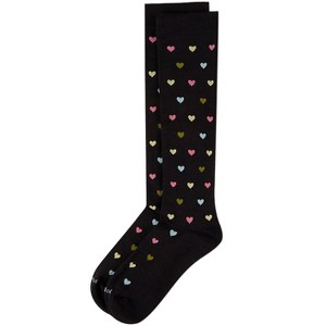 Memoi Women's Multicolor Hearts Bamboo Blend 8-15MMHG Graduated Compression Socks - 1 of 3