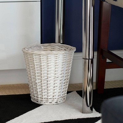 White Willow Wicker Waste Basket with Plastic Liner